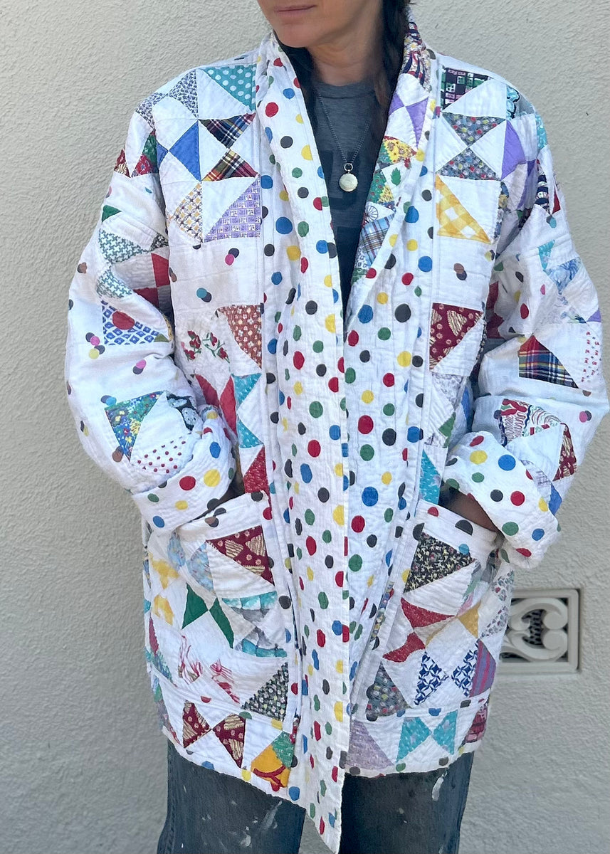 Geo Polka Dot Long Quilted Jacket – aiyiashop.com