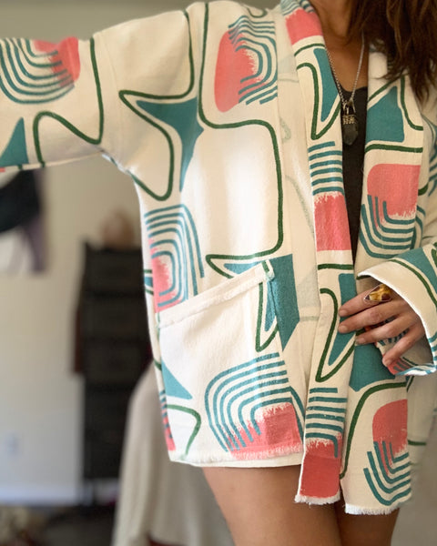 Geo slouchy kimono jacket