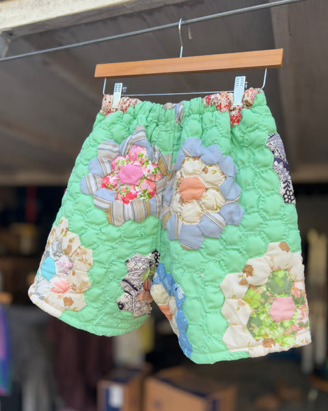 Mismatched quilted shorts