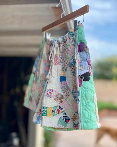 Mismatched quilted shorts