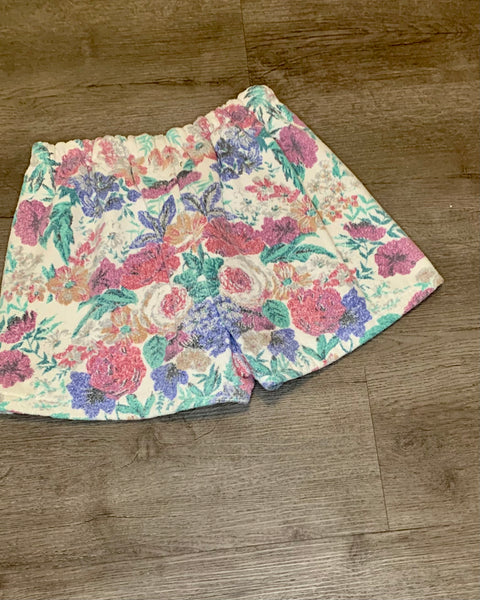 Watercolor floral terry towel shorts