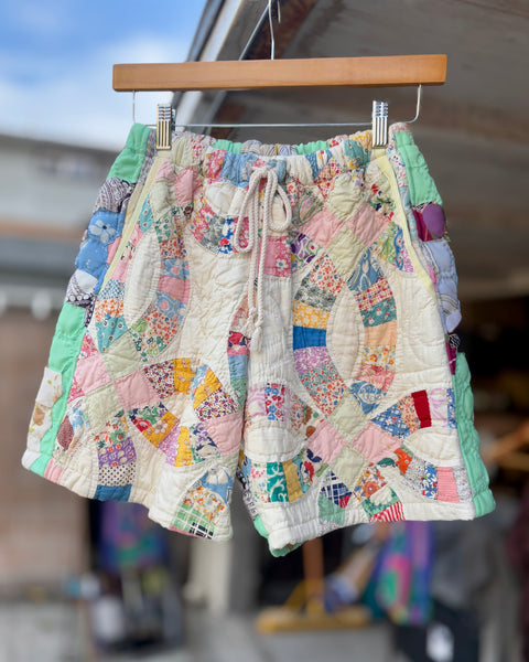 Mismatched quilted shorts