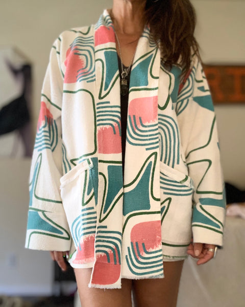 Geo slouchy kimono jacket