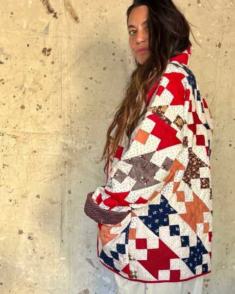 Light weight geo and ditsy quilted jacket