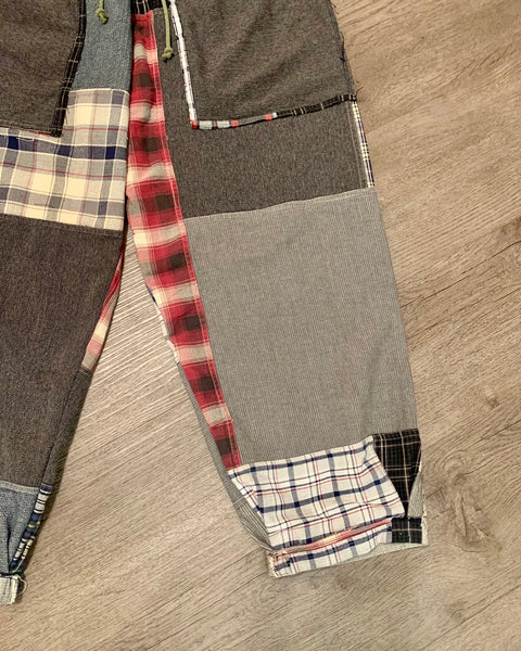 Denim and flannel patchwork lounge pant