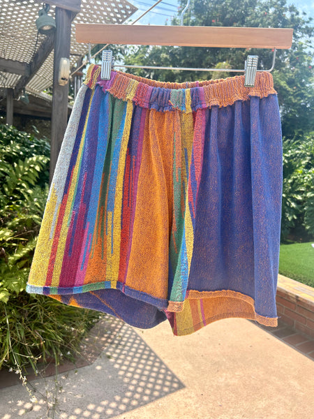 Multicolor broken stripe towel Terry short