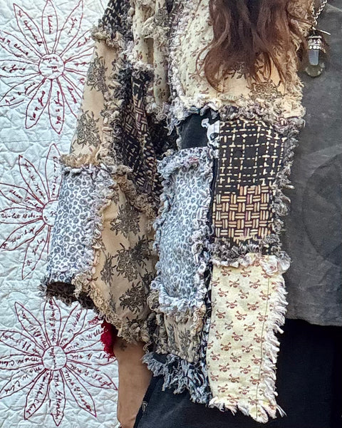 Frayed Pacthwork Cropped Jacket