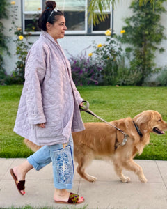Lavender Linen Long Kimono Jacket