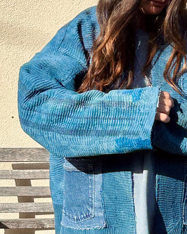 Reversible Indigo Overdyed Kantha Jacket