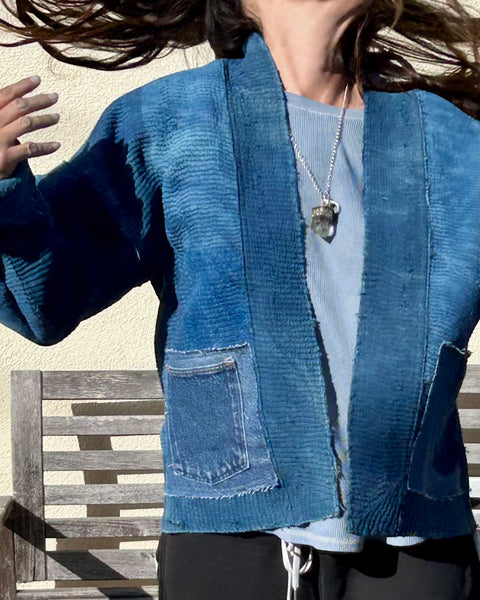 Reversible Indigo Overdyed Kantha Jacket