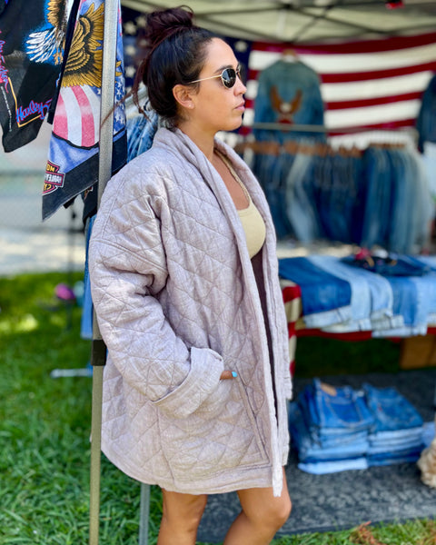 Lavender Linen Long Kimono Jacket