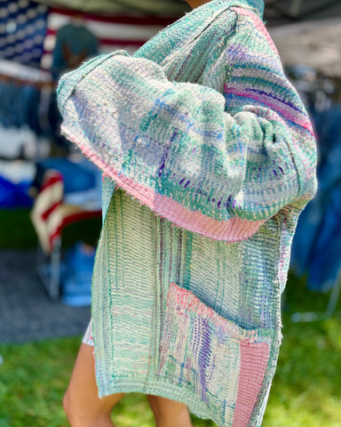 Long Pastel Kantha Jacket