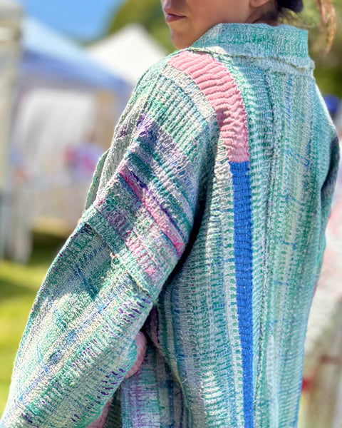 Long Pastel Kantha Jacket