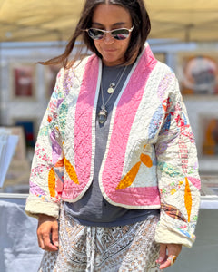 Floral Crop Quilted Jacket