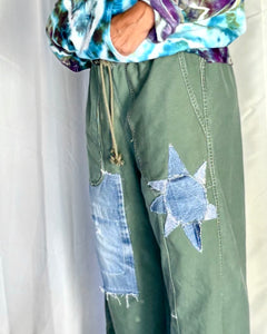 Denim detailed Patched Army pant