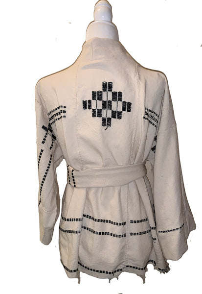 African Ivory/Black Kimono Jacket