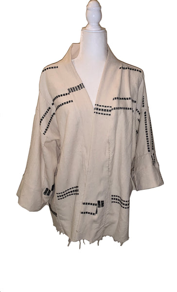 African Ivory/Black Kimono Jacket