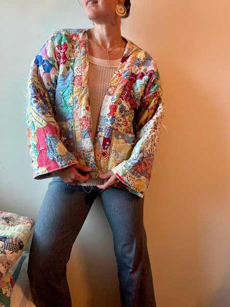 Shaggy Crazy Quilt Kimono Jacket