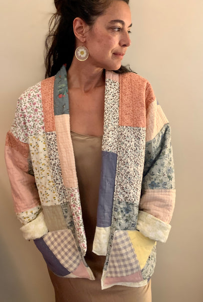 Pastel blocked Kimono Jacket