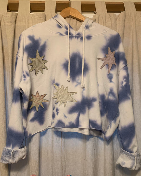 Star patched Tie dye Hoody