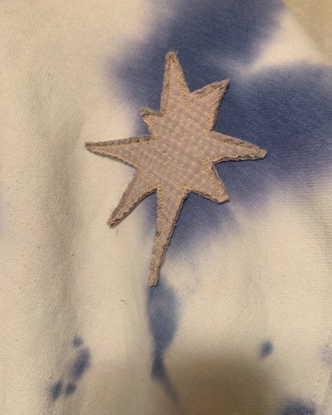 Star patched Tie dye Hoody