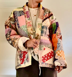 Multi color Crazy Quilt Kimono Jacket