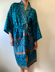 Blue Geo Paisley Robe