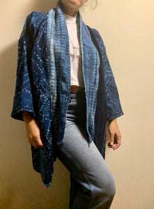 Mixed Indigo Mid Length Kimono