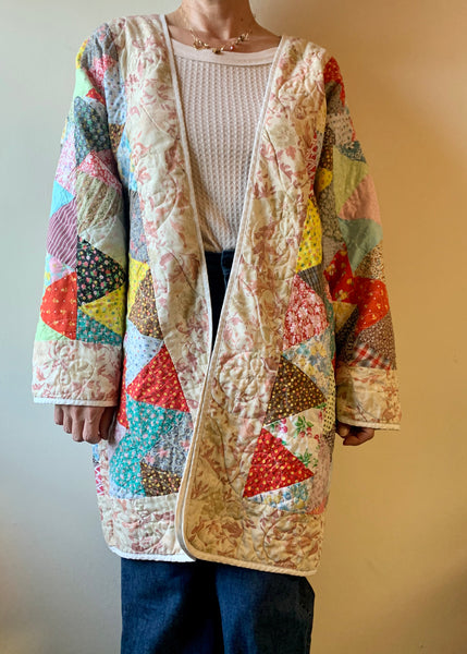 Long Geo Patchwork Kimono Jacket