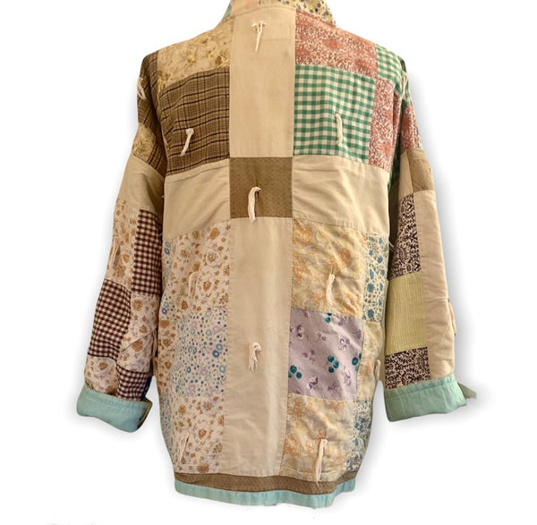 Neutral/Pastel Shaggy Patchwork Kimono