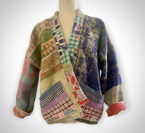 Multicolor Quilt and Kantha Short Kimono Jacket