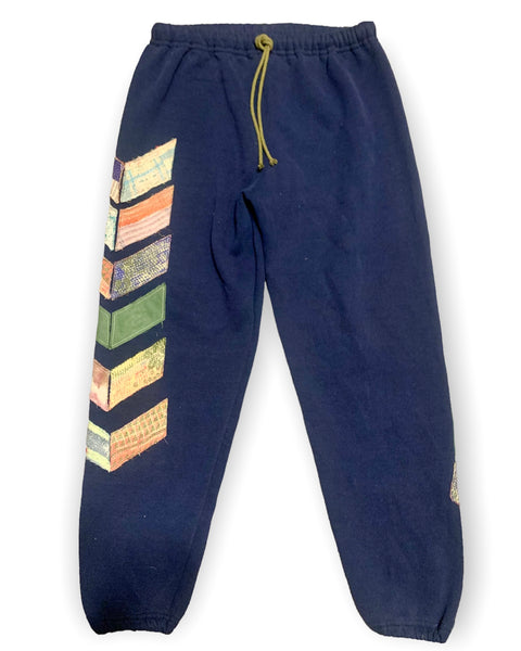 Navy Herringbone Sweatpants