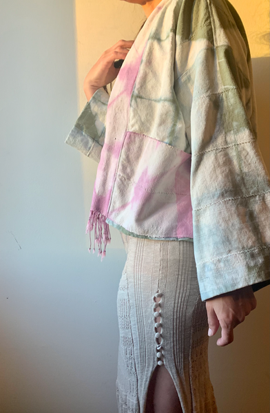 Mixed Tie Dye Crop Kimono