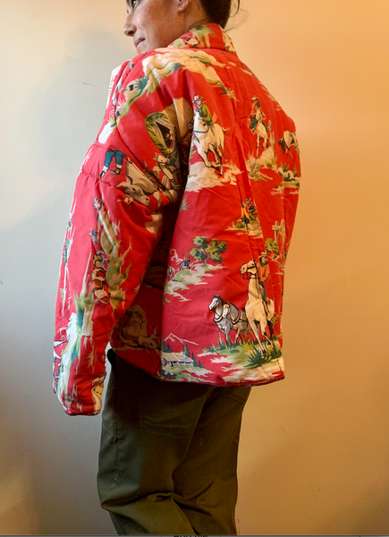Red Cowboys Puffy Kimono