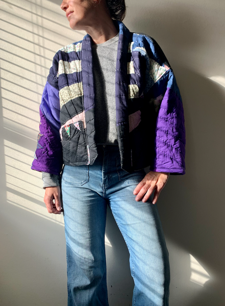 Purple/Black Crop Kimono