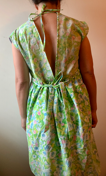 Green Neon Soundwave Floral Babydoll Dress