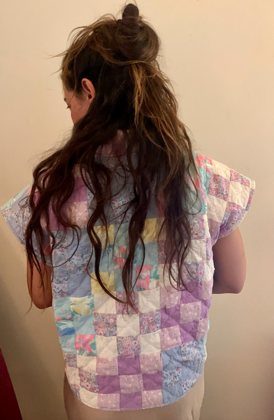 Lavender Pastel Colorblocked Kimono Vest